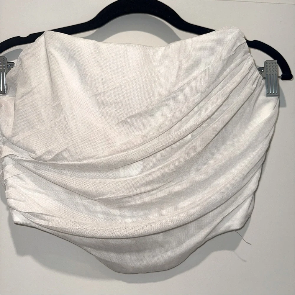 White Mesh Cropped Corset Top - Picture 3 of 4